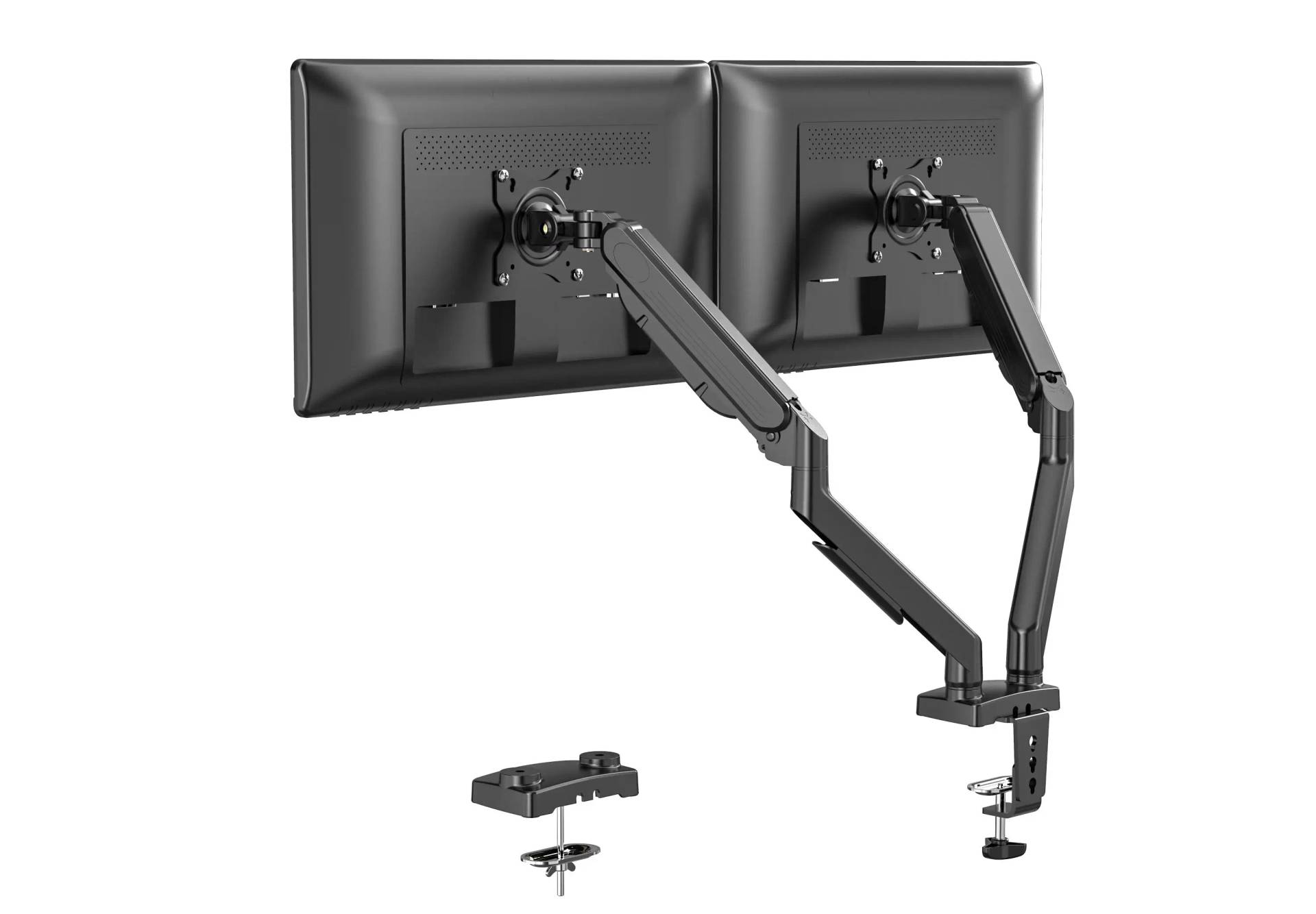 Dual Monitor Stand - Full Adjustable Monitor Desk Mount Swivel Vesa Bracket with C Clamp, Grommet Mounting Base for 13 to 32 Inch Computer Screens